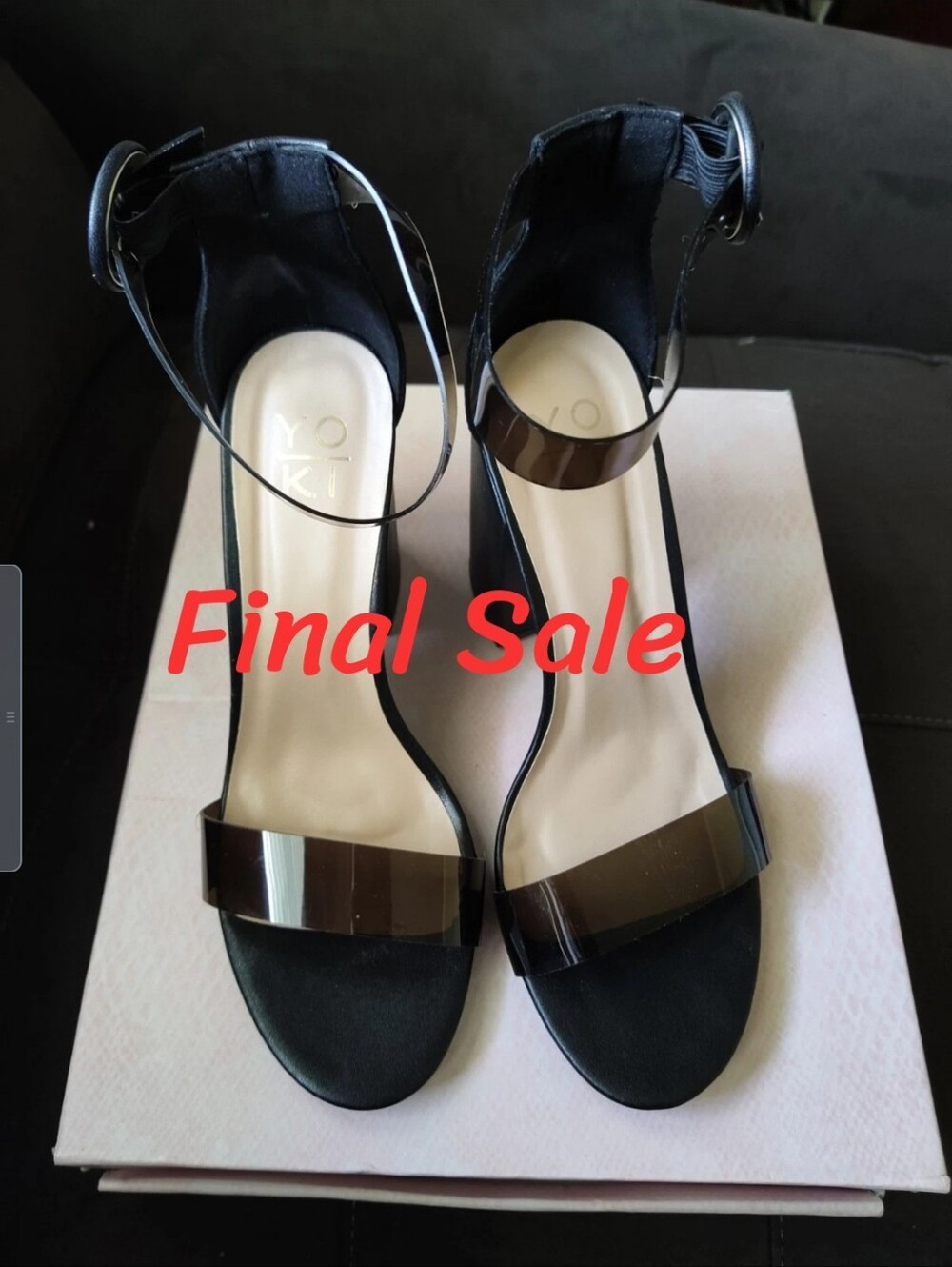 Yoki Black High block Heel Strappy Sandals Women's Size 8 Shoes